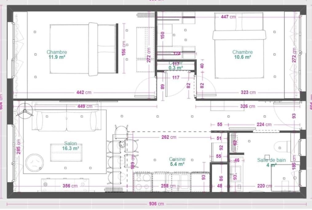 Apartamento Le 44, T3 Equipe Au Centre *